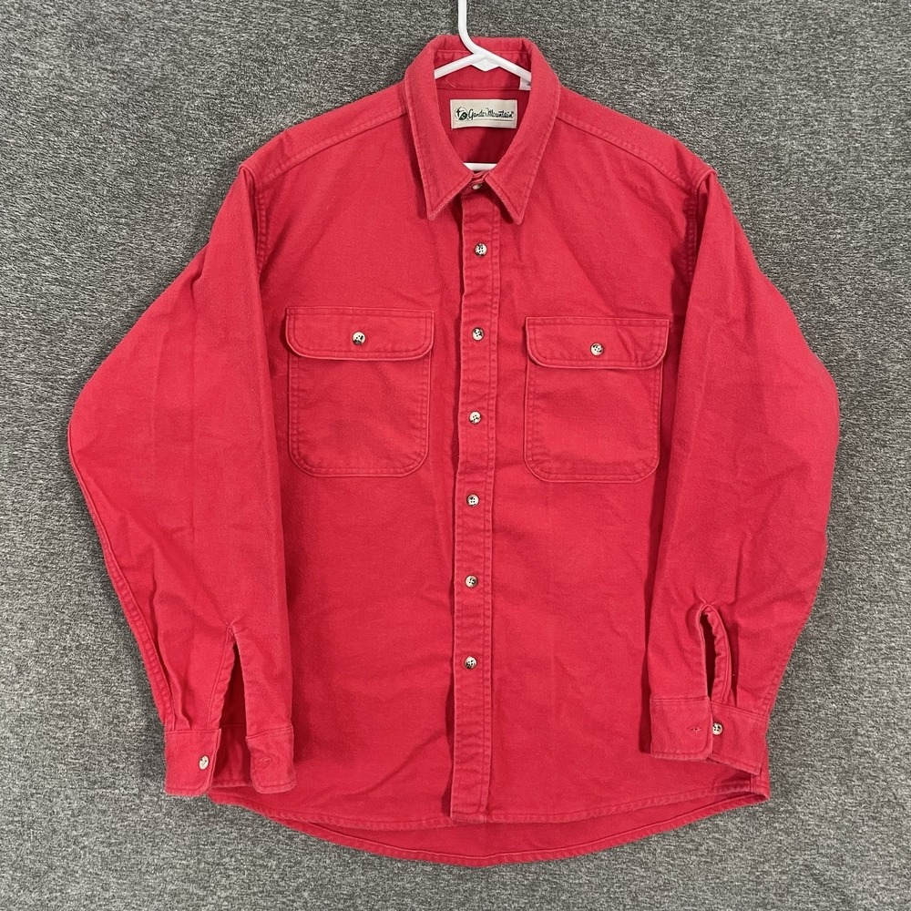 Gander Mountain Shirt Mens XL Red Flannel Cotton Chamois Cloth Vintage USA